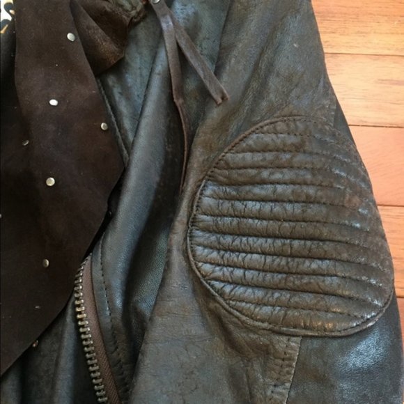 Sarah Berman Studded Leather Moto Jacket - Picture 6 of 7